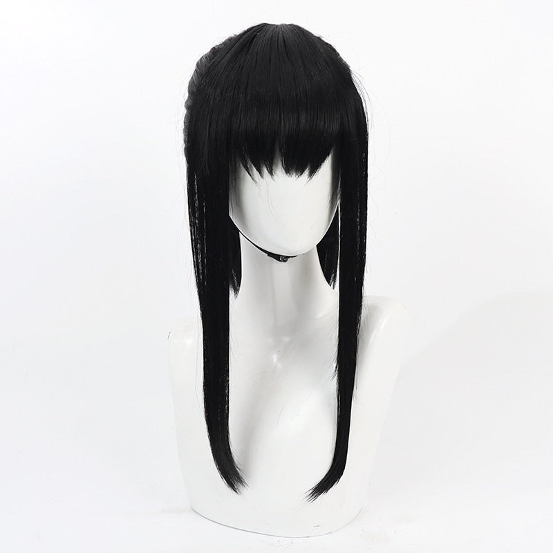 Anime Cosplay Wigs Fire Force Maki Oze Black Ponytail Wigs