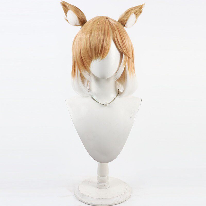 Arknights Cosplay Wigs Mousse with Ears Yellow Gradient Wigs