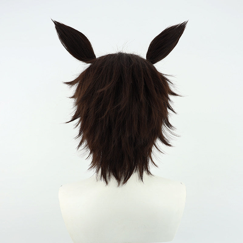 Mejiro Ryan Cosplay Wigs Pretty Derby Brown Ears Short Tail