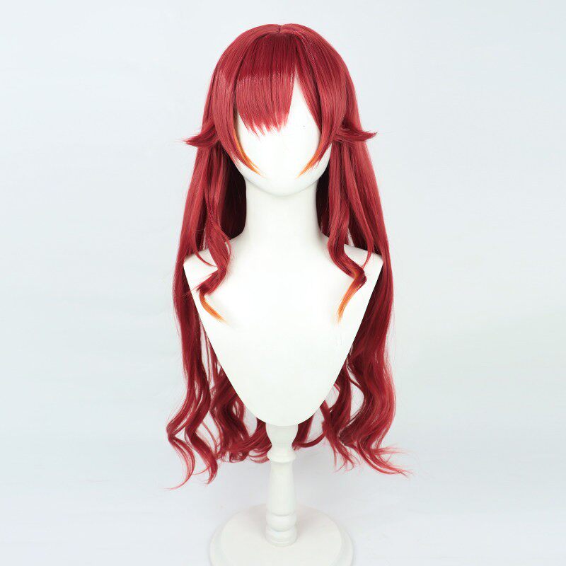 VSPO! VTuber Cosplay Wigs Nekota Tsuna Wine Red Wigs