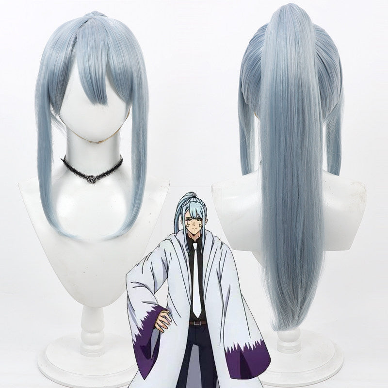 Abyss Razor Cosplay Wigs Mashle: Magic and Muscles Blue Ponytail Wigs