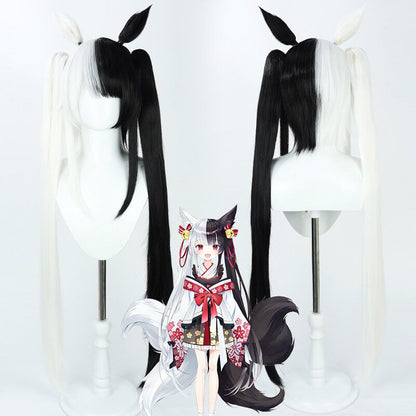 Alice Mononobe Cosplay Wigs NIJISANJI VTuber Black White Two Tone Wigs