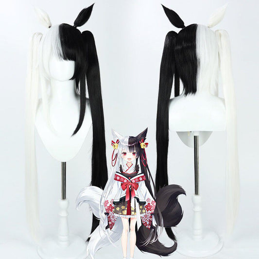 Alice Mononobe Cosplay Wigs NIJISANJI VTuber Black White Two Tone Wigs