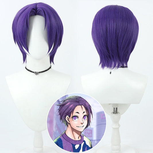 Anime Cosplay Wigs Blue Lock Reo Mikage Purple Short Wigs