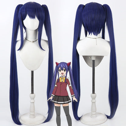 Anime Cosplay Wigs Fairy Tail Wendy Marvell Navy Ponytail Wigs