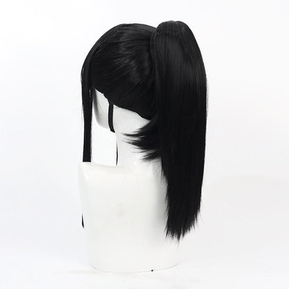 Anime Cosplay Wigs Fire Force Maki Oze Black Ponytail Wigs