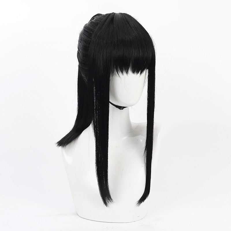 Anime Cosplay Wigs Fire Force Maki Oze Black Ponytail Wigs