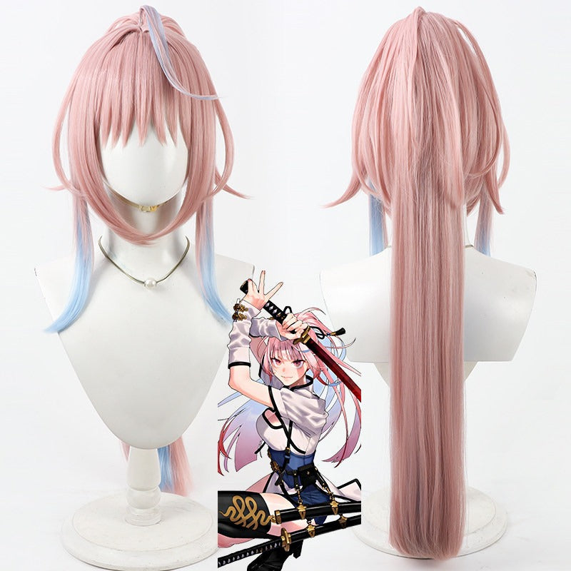 Anime Cosplay Wigs Gokurakugai Nei Takarai Pink Highlight Wigs