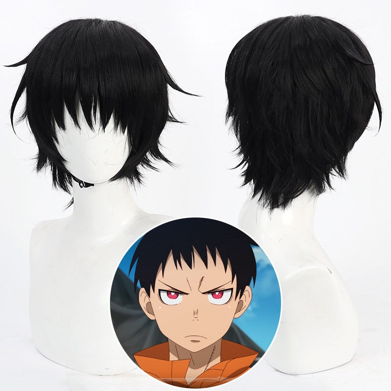 Anime Fire Force Cosplay Wigs Shinra Kusakabe Black Wigs