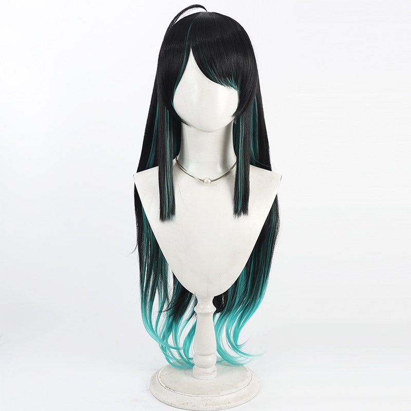 Arknights Cosplay Wigs Dusk Black Cyan Gradient Curly