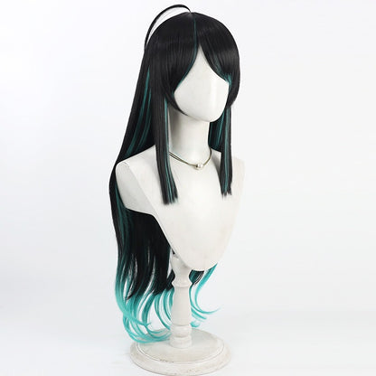 Arknights Cosplay Wigs Dusk Black Cyan Gradient Curly