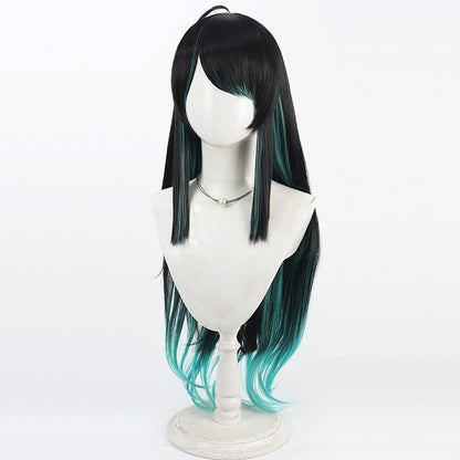 Arknights Cosplay Wigs Dusk Black Cyan Gradient Curly