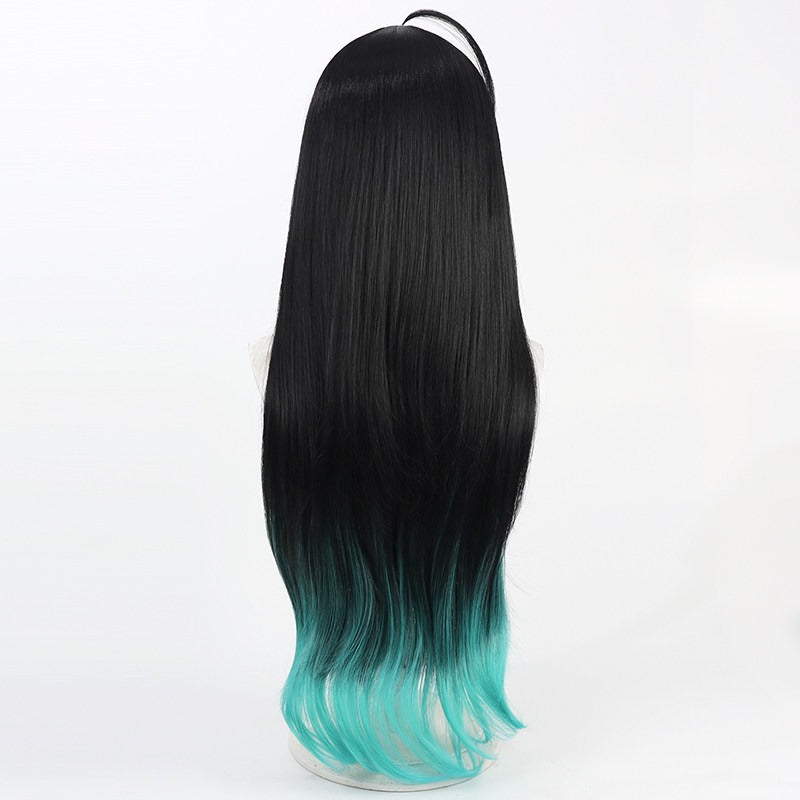 Arknights Cosplay Wigs Dusk Black Cyan Gradient Curly