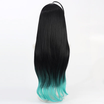 Arknights Cosplay Wigs Dusk Black Cyan Gradient Curly