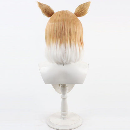 Arknights Cosplay Wigs Mousse with Ears Yellow Gradient Wigs
