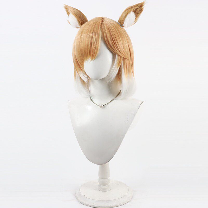 Arknights Cosplay Wigs Mousse with Ears Yellow Gradient Wigs