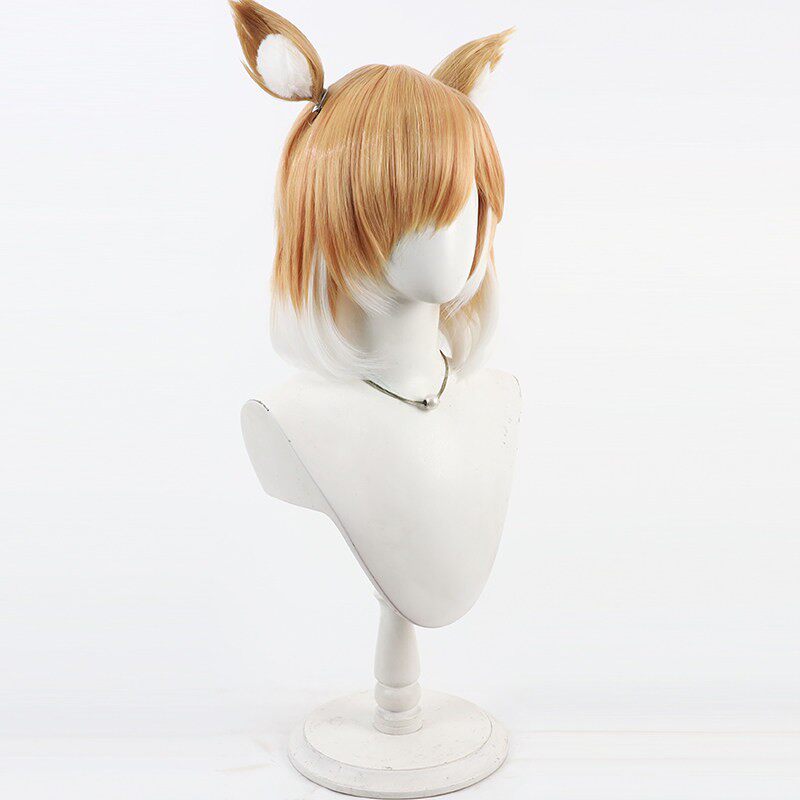 Arknights Cosplay Wigs Mousse with Ears Yellow Gradient Wigs