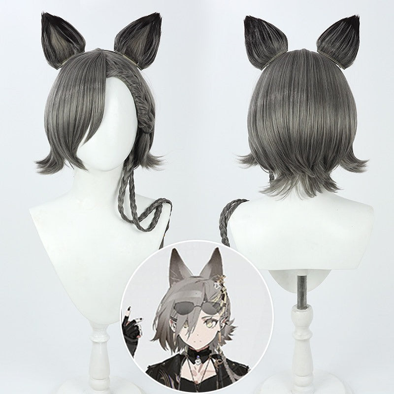 Arknights Penitance Short Cosplay Wigs Grey With Ears