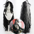 Arknights Wang Cosplay Wigs Black White Split Ponytail Wigs
