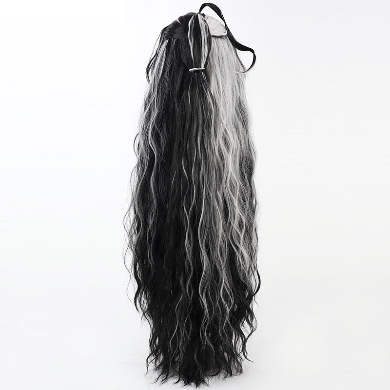 Arknights Wang Cosplay Wigs Black White Split Ponytail Wigs