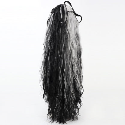 Arknights Wang Cosplay Wigs Black White Split Ponytail Wigs