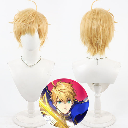 Arthur Pendragon Cosplay Wigs FGO Fluffy Yellow Wigs