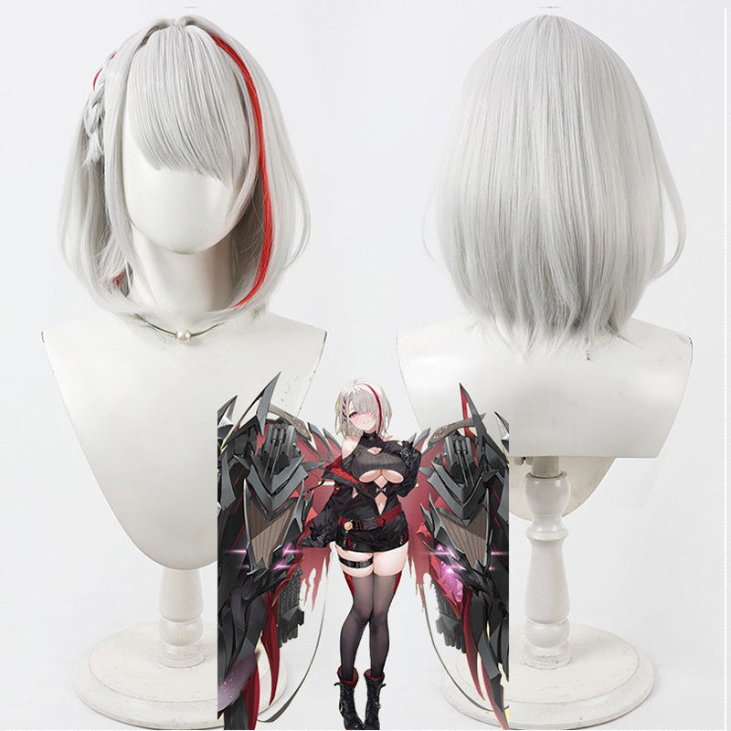 Azur Lane Cosplay Wigs Games KMS Duisburg Silver White Bob Wigs