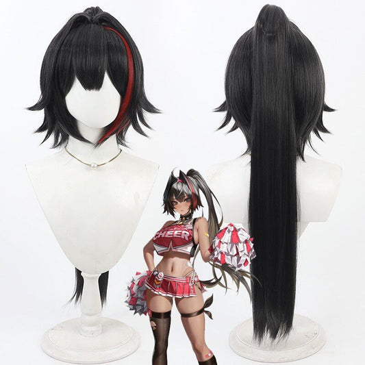 Bay Cosplay Wigs Red Highlight Split Ponytail Goddess of Victory: Nikke