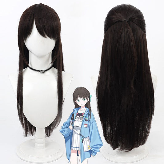 Blue Archive Cosplay Wigs Airi Kurimura Dark Brown Half Up Wigs
