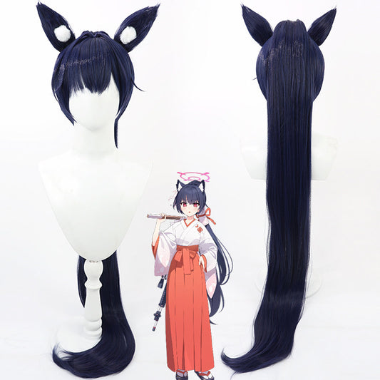 Blue Archive Serika Kuromi Cosplay Wigs Dark Blue Wigs