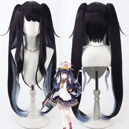 Cosplay Wigs Aikiyo Fuuka Twin Split Ponytail Wigs Blue Archive