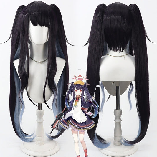 Cosplay Wigs Aikiyo Fuuka Twin Split Ponytail Wigs Blue Archive