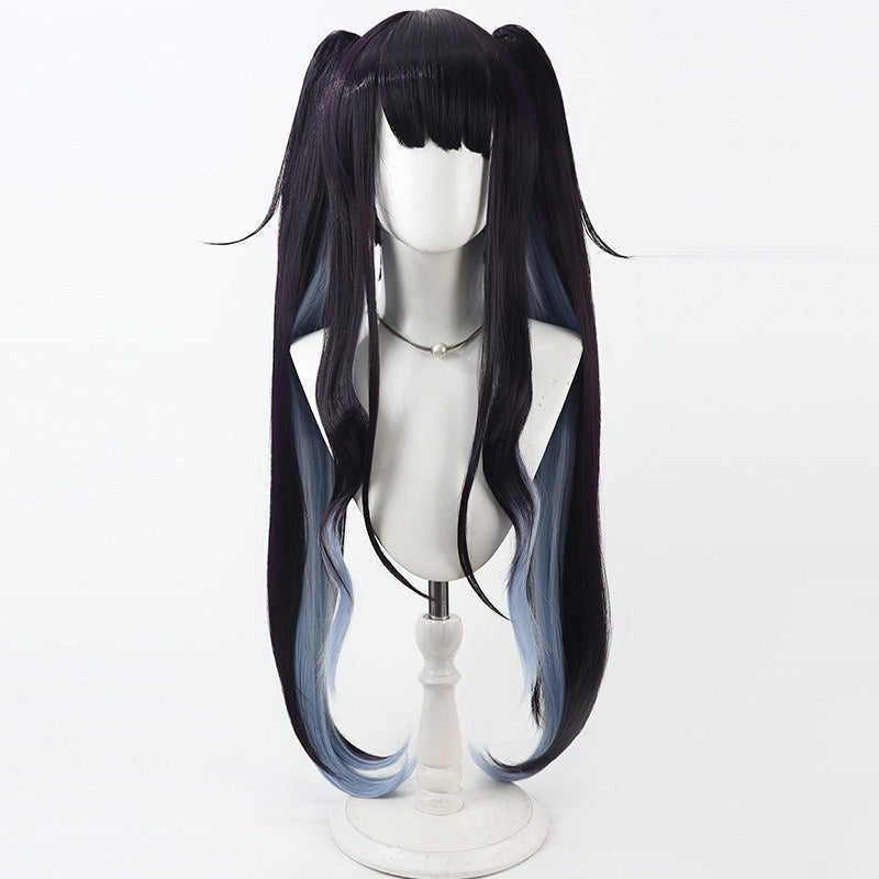 Cosplay Wigs Aikiyo Fuuka Twin Split Ponytail Wigs Blue Archive