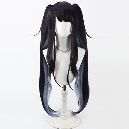 Cosplay Wigs Aikiyo Fuuka Twin Split Ponytail Wigs Blue Archive