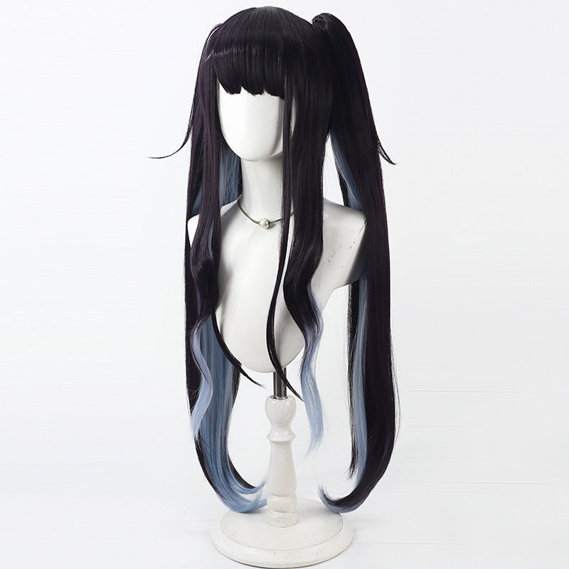 Cosplay Wigs Aikiyo Fuuka Twin Split Ponytail Wigs Blue Archive
