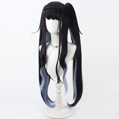 Cosplay Wigs Aikiyo Fuuka Twin Split Ponytail Wigs Blue Archive