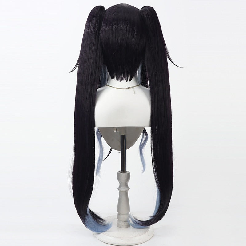 Cosplay Wigs Aikiyo Fuuka Twin Split Ponytail Wigs Blue Archive