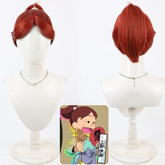 Cosplay Wigs Anime Ninjaboy Rantaro Isuke Ninokuruwa Wine Red Wigs