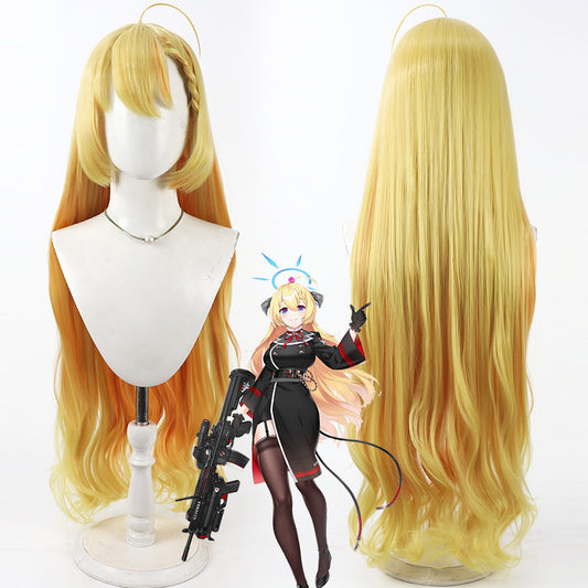 Cosplay Wigs Blue Archive Wanibuchi Agari Yellow Gradient Wigs
