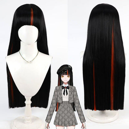 Cosplay Wigs Choya Hanabi Black Red Highlight Wigs VSPO! VTuber