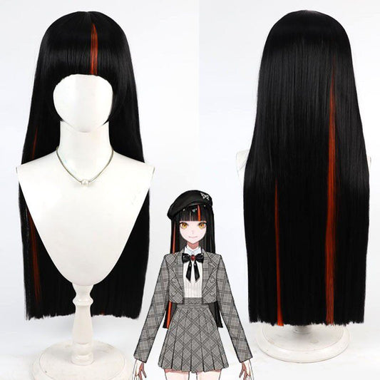 Cosplay Wigs Choya Hanabi Black Red Highlight Wigs VSPO! VTuber