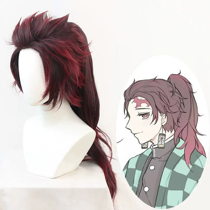 Cosplay Wigs Demon Slayer: Kimetsu no Yaiba Adult Tanjiro Kamado