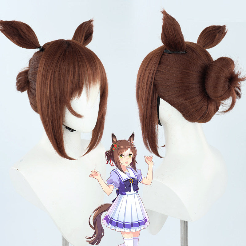 Cosplay Wigs Fine Motion Pretty Derby Brown Bun Ears Tail