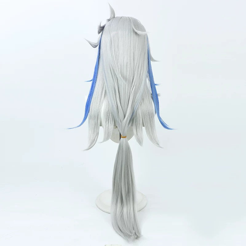 Cosplay Wigs Game Neuvillette Genshin Impact Silver Blue Highlight Long Wigs