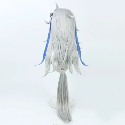 Cosplay Wigs Game Neuvillette Genshin Impact Silver Blue Highlight Long Wigs