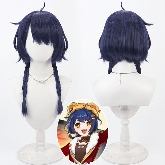 Cosplay Wigs Game Xiangling Lantern Festival Braid Wigs Genshin Impact