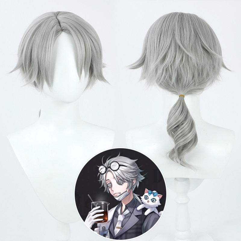 Cosplay Wigs Games Embalmer Gat Identity V Silver Grey Wigs