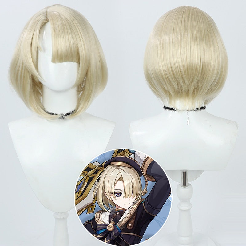 Cosplay Wigs Games Freminet Snezhevich Pale Yellow Wigs Genshin Impact