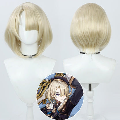 Cosplay Wigs Games Freminet Snezhevich Pale Yellow Wigs Genshin Impact