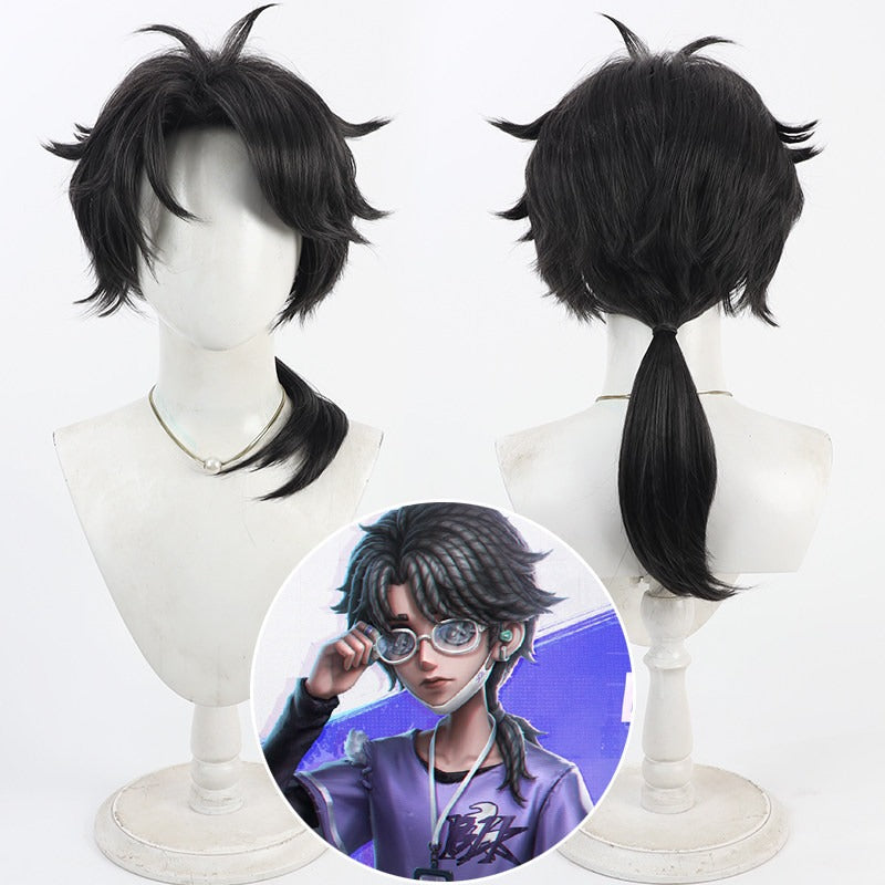 Cosplay Wigs Games Identity V BLK Team Aesop Carl Long Ponytail Wig